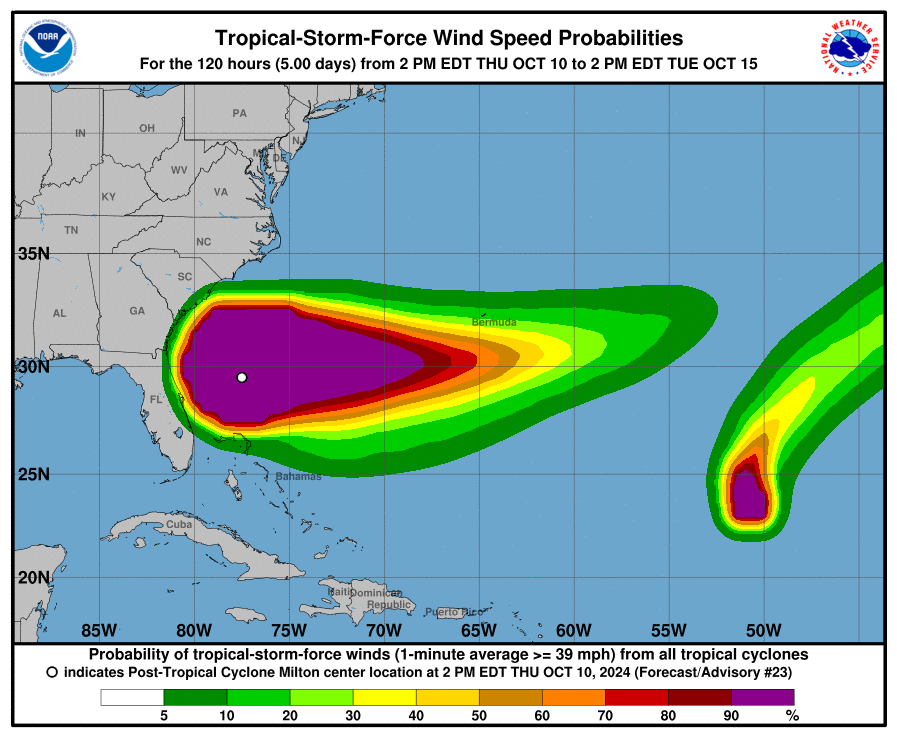 Wind Speed Probabilities for Hurricane Milton